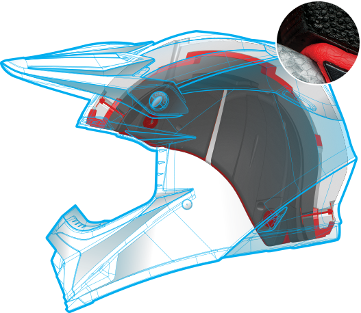 Moto-9 helmet technical drawing